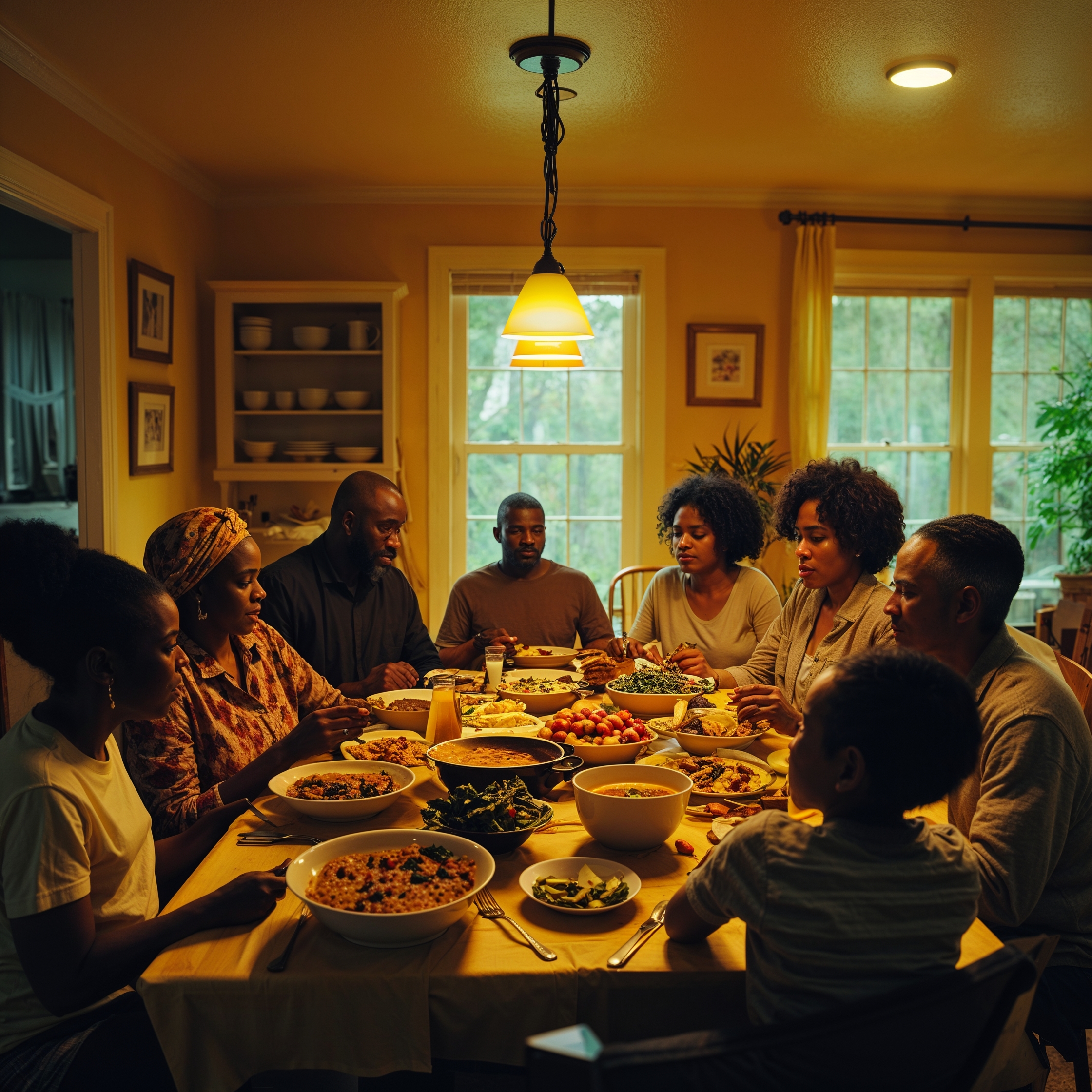 African American family celebration dinner